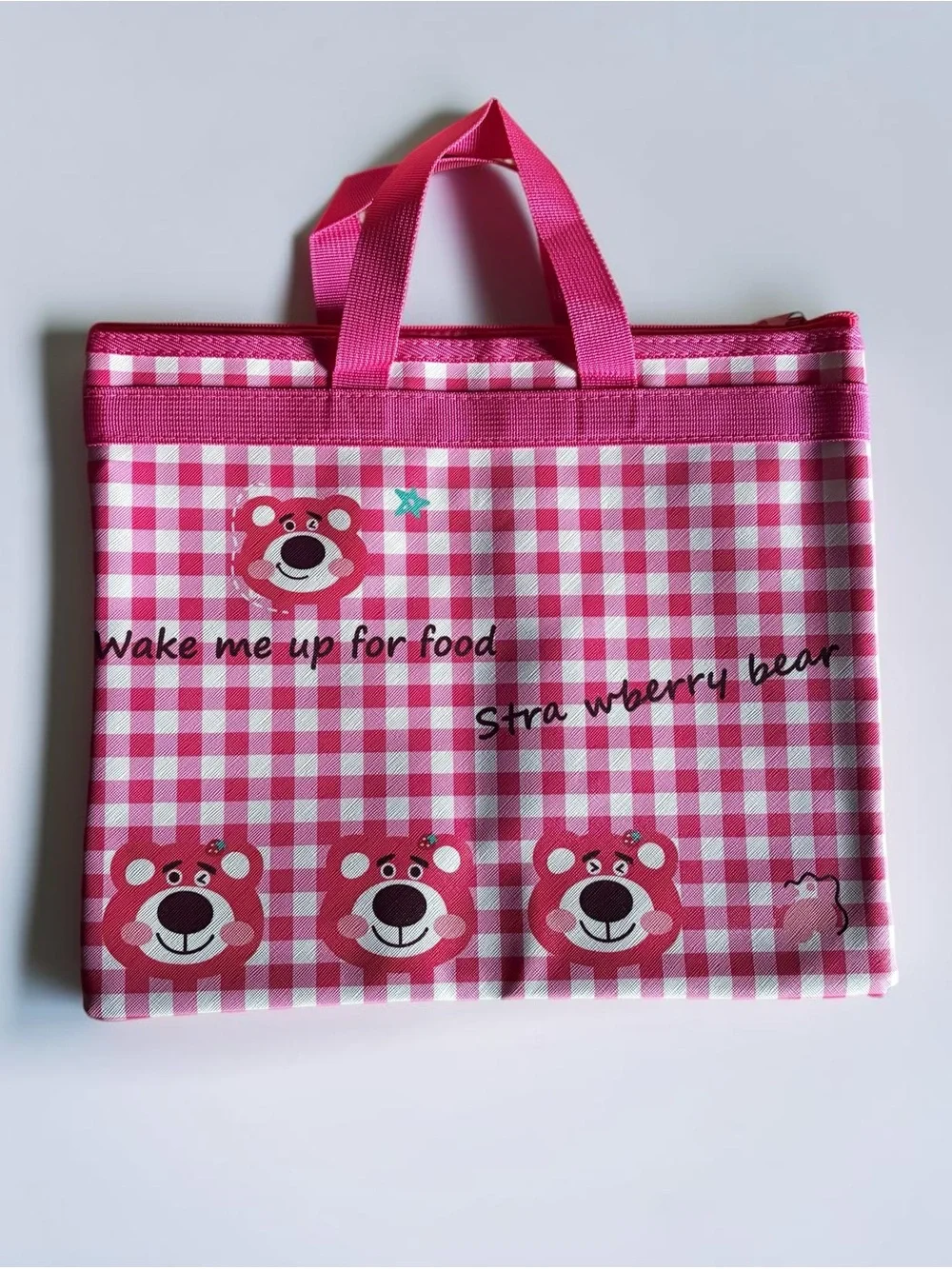 Pink Latso Checkered Zipper Laptop Bag